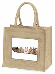 Cute Rabbits Natural/Beige Jute Large Shopping Bag