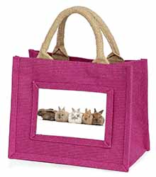 Cute Rabbits Little Girls Small Pink Jute Shopping Bag