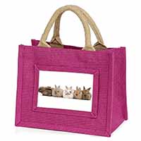 Cute Rabbits Little Girls Small Pink Jute Shopping Bag