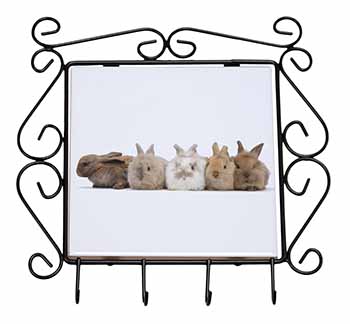 Cute Rabbits Wrought Iron Key Holder Hooks