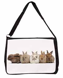 Cute Rabbits Large Black Laptop Shoulder Bag School/College