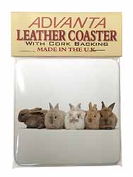 Cute Rabbits Single Leather Photo Coaster