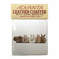 Cute Rabbits Single Leather Photo Coaster