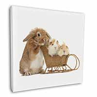 Rabbit and Guinea Pigs Square Canvas 12"x12" Wall Art Picture Print