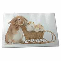 Large Glass Cutting Chopping Board Rabbit and Guinea Pigs