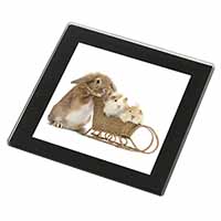 Rabbit and Guinea Pigs Black Rim High Quality Glass Coaster