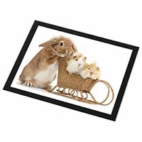 Rabbit and Guinea Pigs Black Rim High Quality Glass Placemat