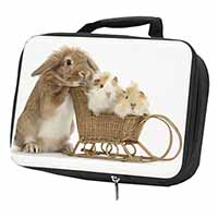 Rabbit and Guinea Pigs Black Insulated School Lunch Box/Picnic Bag