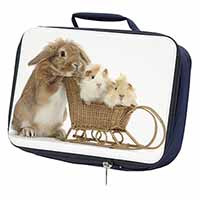 Rabbit and Guinea Pigs Navy Insulated School Lunch Box/Picnic Bag