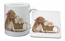 Rabbit and Guinea Pigs Mug and Coaster Set