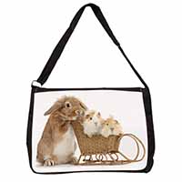 Rabbit and Guinea Pigs Large Black Laptop Shoulder Bag School/College