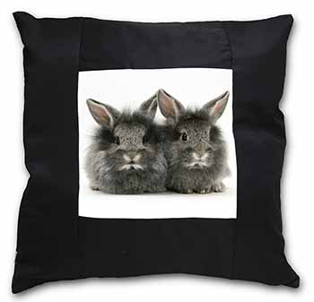 Silver Rabbits Black Satin Feel Scatter Cushion