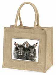 Silver Rabbits Natural/Beige Jute Large Shopping Bag