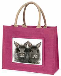 Silver Rabbits Large Pink Jute Shopping Bag
