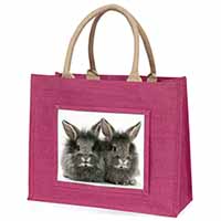 Silver Rabbits Large Pink Jute Shopping Bag