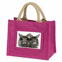 Silver Rabbits Little Girls Small Pink Jute Shopping Bag