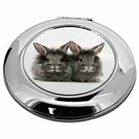 Silver Rabbits Make-Up Round Compact Mirror
