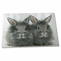 Large Glass Cutting Chopping Board Silver Rabbits