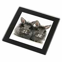 Silver Rabbits Black Rim High Quality Glass Coaster