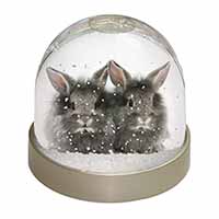 Silver Rabbits Snow Globe Photo Waterball