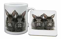 Silver Rabbits Mug and Coaster Set