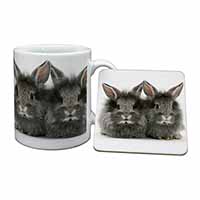 Silver Rabbits Mug and Coaster Set