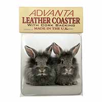 Silver Rabbits Single Leather Photo Coaster