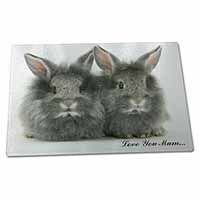 Large Glass Cutting Chopping Board Silver Rabbits 