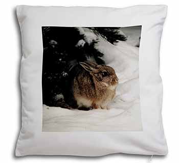 Rabbit in Snow Soft White Velvet Feel Scatter Cushion