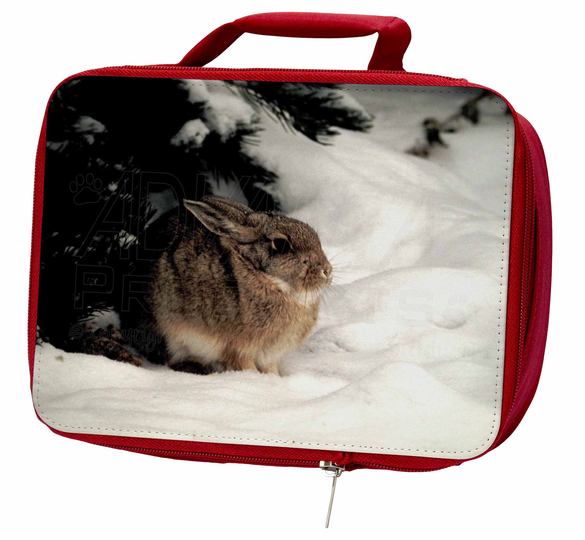 Rabbit in Snow Insulated Red School Lunch Box/Picnic Bag, AR-4LBR Rabbit in AR-4LBR Snow Insulated Red School Lunch Box/Picnic Bag, AR-4LBR in e0a4ec