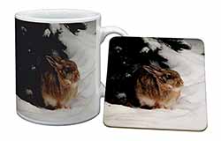 Rabbit in Snow Mug and Coaster Set