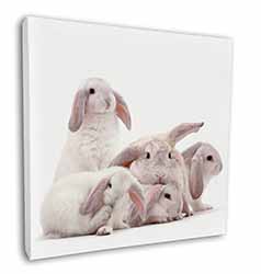 Cute White Rabbits Square Canvas 12"x12" Wall Art Picture Print