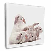 Cute White Rabbits Square Canvas 12"x12" Wall Art Picture Print