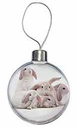 Cute White Rabbits Christmas Bauble