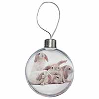 Cute White Rabbits Christmas Bauble