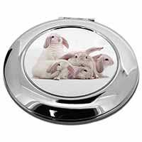 Cute White Rabbits Make-Up Round Compact Mirror