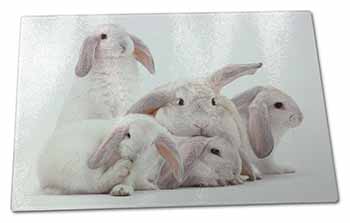 Large Glass Cutting Chopping Board Cute White Rabbits