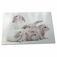 Large Glass Cutting Chopping Board Cute White Rabbits