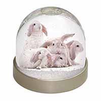 Cute White Rabbits Snow Globe Photo Waterball