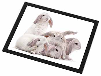 Cute White Rabbits Black Rim High Quality Glass Placemat