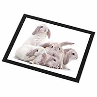 Cute White Rabbits Black Rim High Quality Glass Placemat