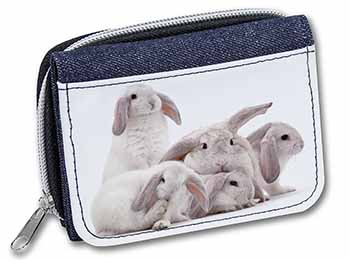 Cute White Rabbits Unisex Denim Purse Wallet
