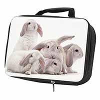 Cute White Rabbits Black Insulated School Lunch Box/Picnic Bag