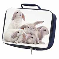 Cute White Rabbits Navy Insulated School Lunch Box/Picnic Bag