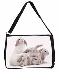 Cute White Rabbits Large Black Laptop Shoulder Bag School/College