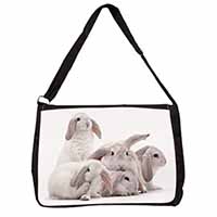 Cute White Rabbits Large Black Laptop Shoulder Bag School/College