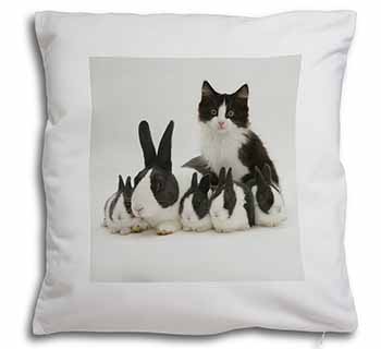 Belgian Dutch Rabbits and Kitten Soft White Velvet Feel Scatter Cushion