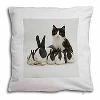 Belgian Dutch Rabbits and Kitten Soft White Velvet Feel Scatter Cushion