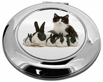 Belgian Dutch Rabbits and Kitten Make-Up Round Compact Mirror