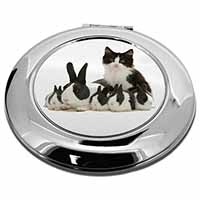 Belgian Dutch Rabbits and Kitten Make-Up Round Compact Mirror